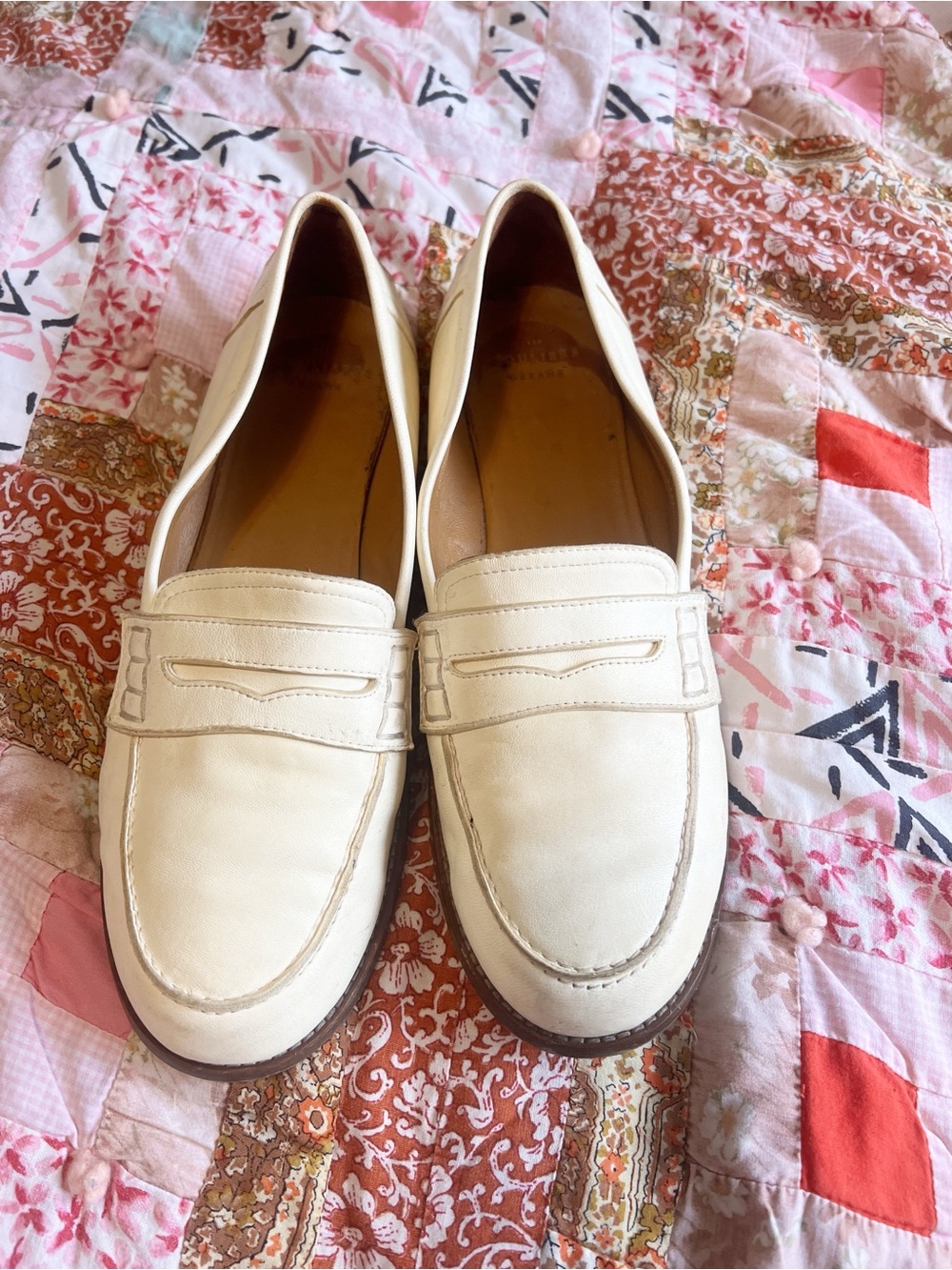 Sezane Cream Leather Penny Loafers - Picture 2 of 7